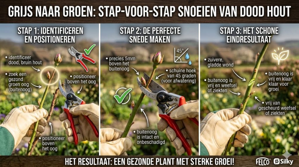 Stappenplan rozen snoeien met Felco schaar — struikrozen