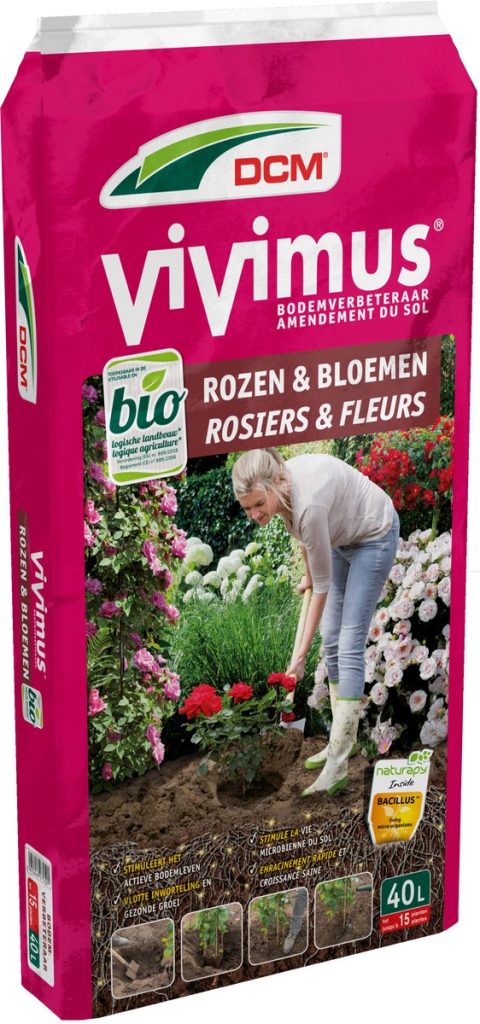 DCM Vivimus rozenmest zak 40 liter organische bodemverbeteraar voor rozen.