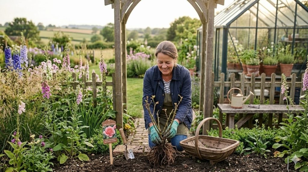 Rozen planten met kale wortel